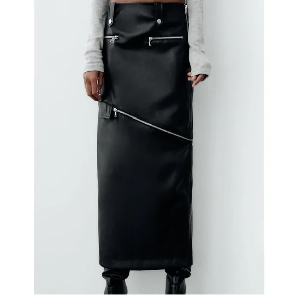 NEW! Zara 2 in 1 Faux Leather Skirt - Picture 2 of 8